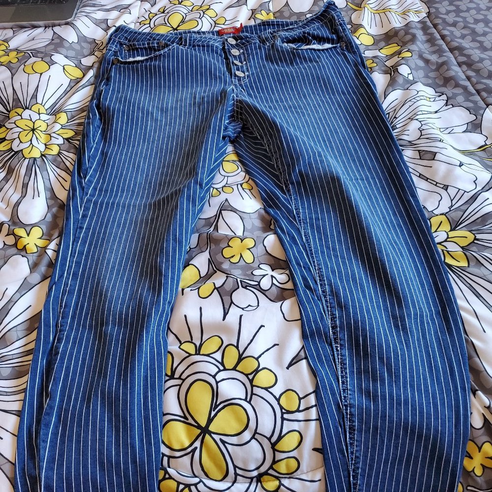 Straight Leg Pinstripe Jeans